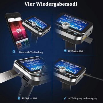 Cbei Bluetooth FM Transmitter Auto KFZ-Transmitter 1.8-Zoll-LCD-Anzeige KFZ-Transmitter 3,5-mm-Klinke, Wahlwiederholung Unterstützt 3.5-mm-Audio-Ausgangsschnittstelle