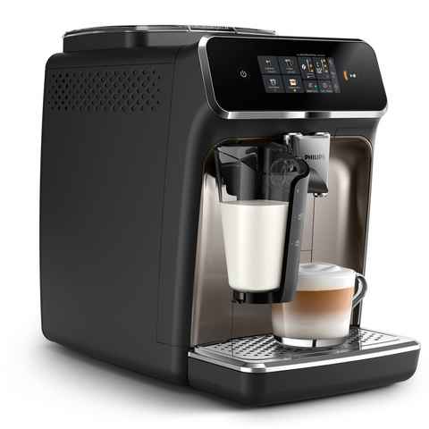 Philips Kaffeevollautomat EP2336/40 2300 Series, 4 Kaffeespezialitäten, mit LatteGo-Milchsystem, Schwarz verchromt