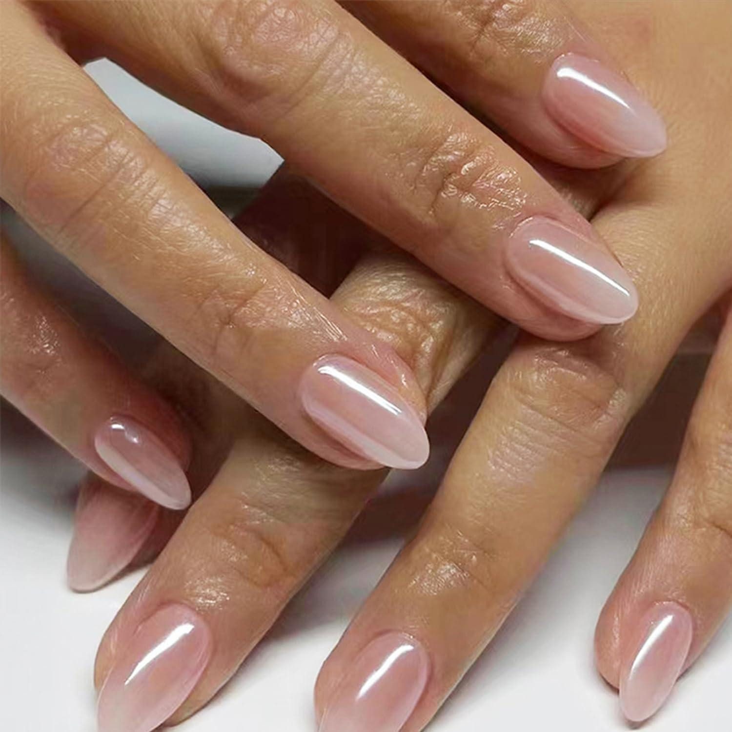 LuxusKollektion Kunstfingernägel 24 Gradient Pink Nägel zum Aufkleben Kurz Mandel Press on Nails Oval