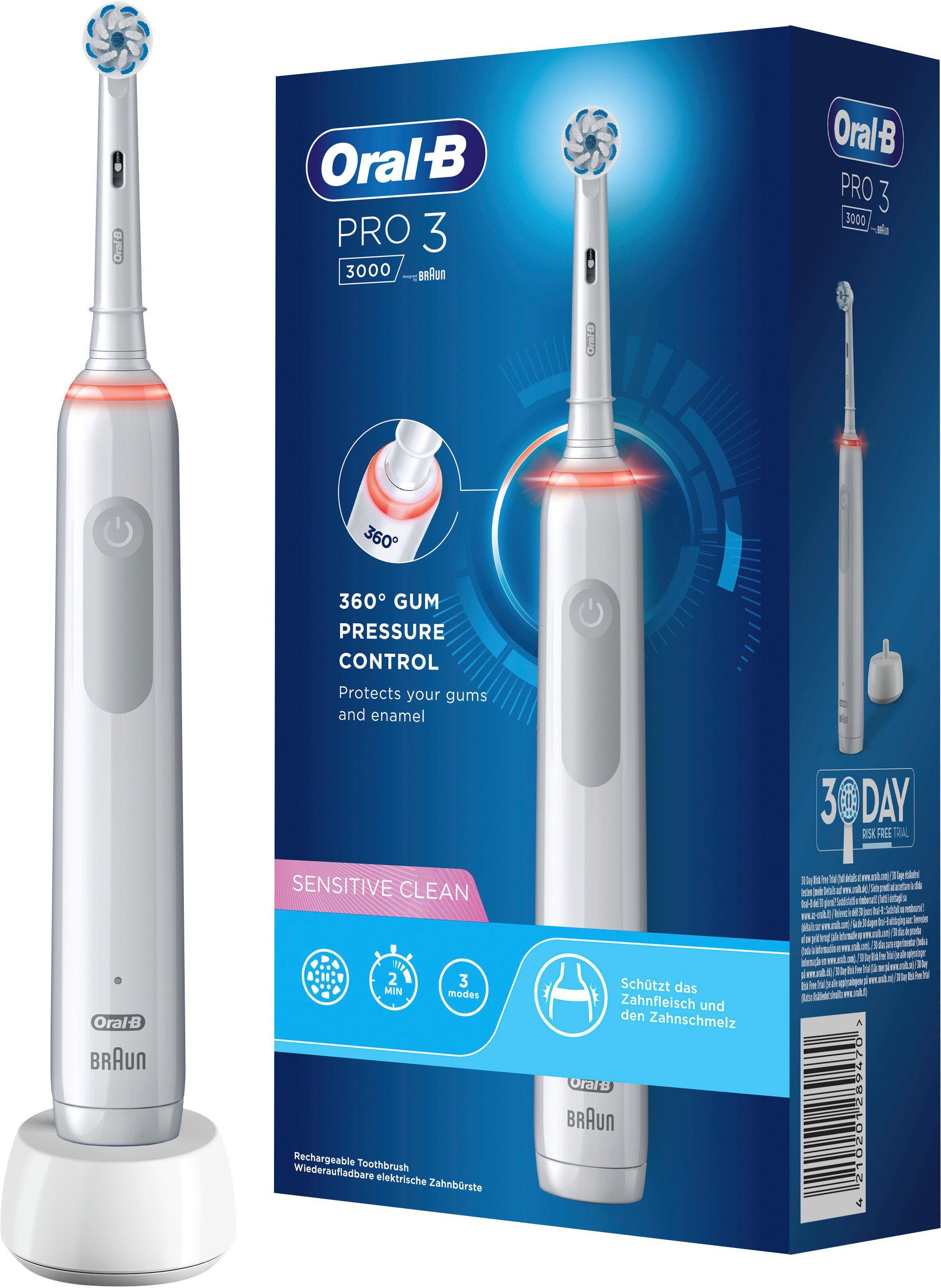 Oral B Elektrische Zahnbürste Pro 3 3000 Sensitive Clean, Aufsteckbürsten:  1 St. online kaufen | OTTO