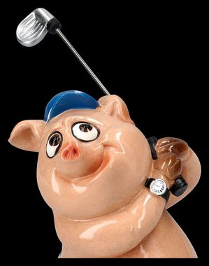 Figuren Shop GmbH Tierfigur Lustige Schweine Figur beim Golfen - lustige Dekofigur Golf Golfer