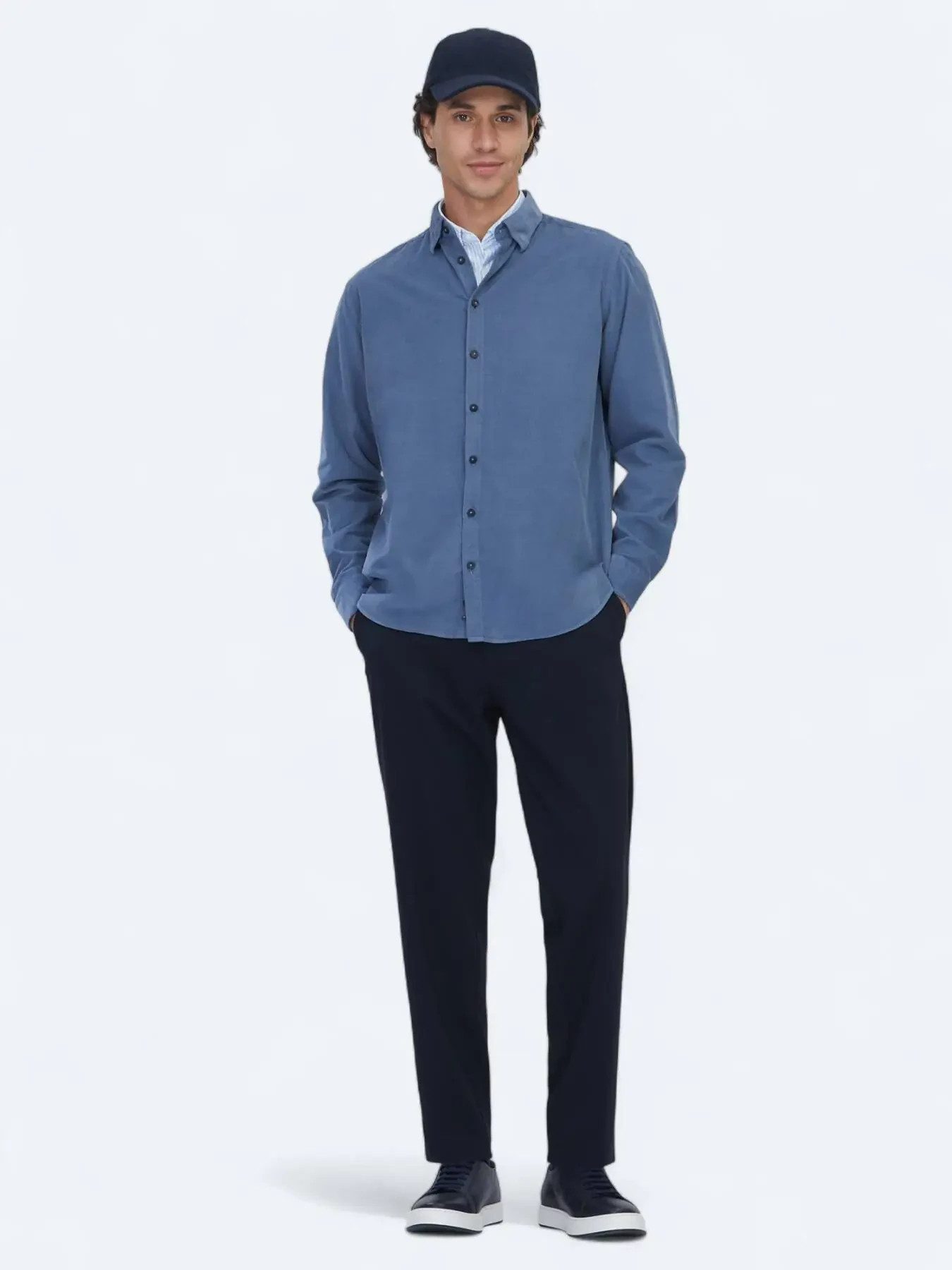KİP Hemdbluse Blau Gestreiftes Regular Fit Casual Hemd 100% Baumwolle