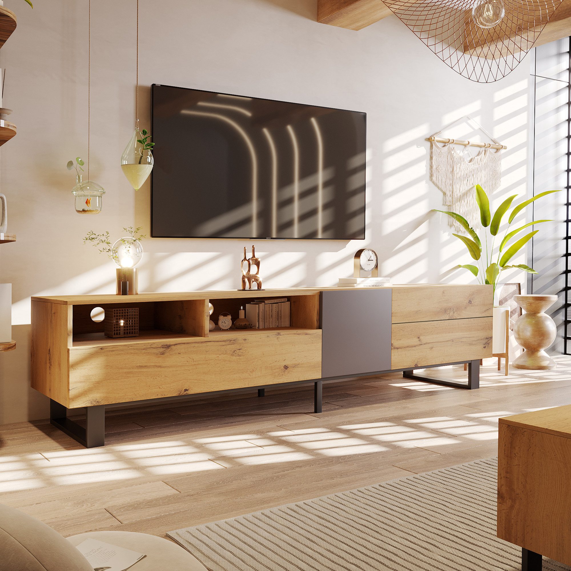 PXloue Lowboard Landhaus Altholzoptik TV schrank, günstig online kaufen