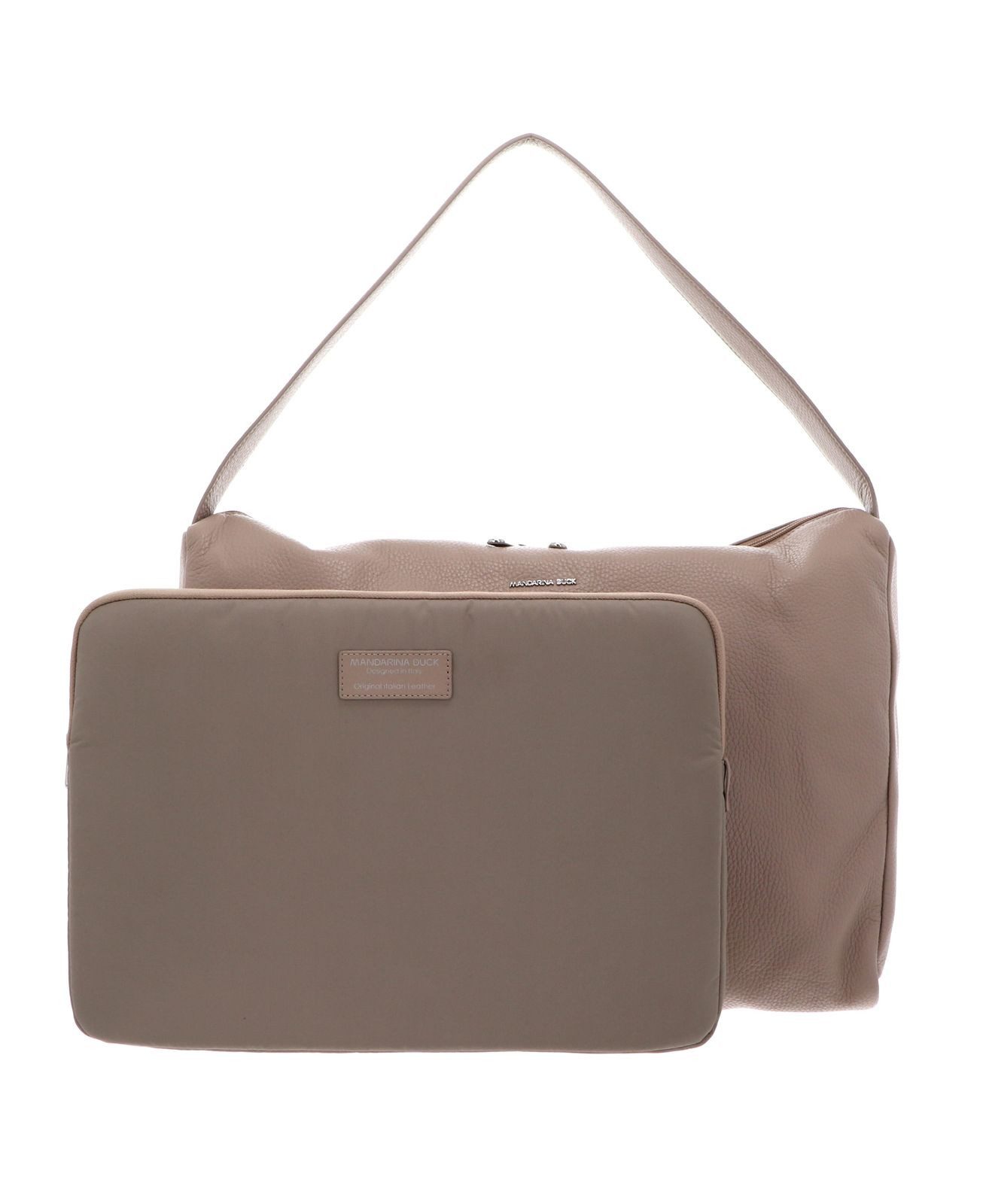 Mandarina Duck Schultertasche Leather Hobo Bag (Set, 2-tlg), aus echtem Kalbsleder