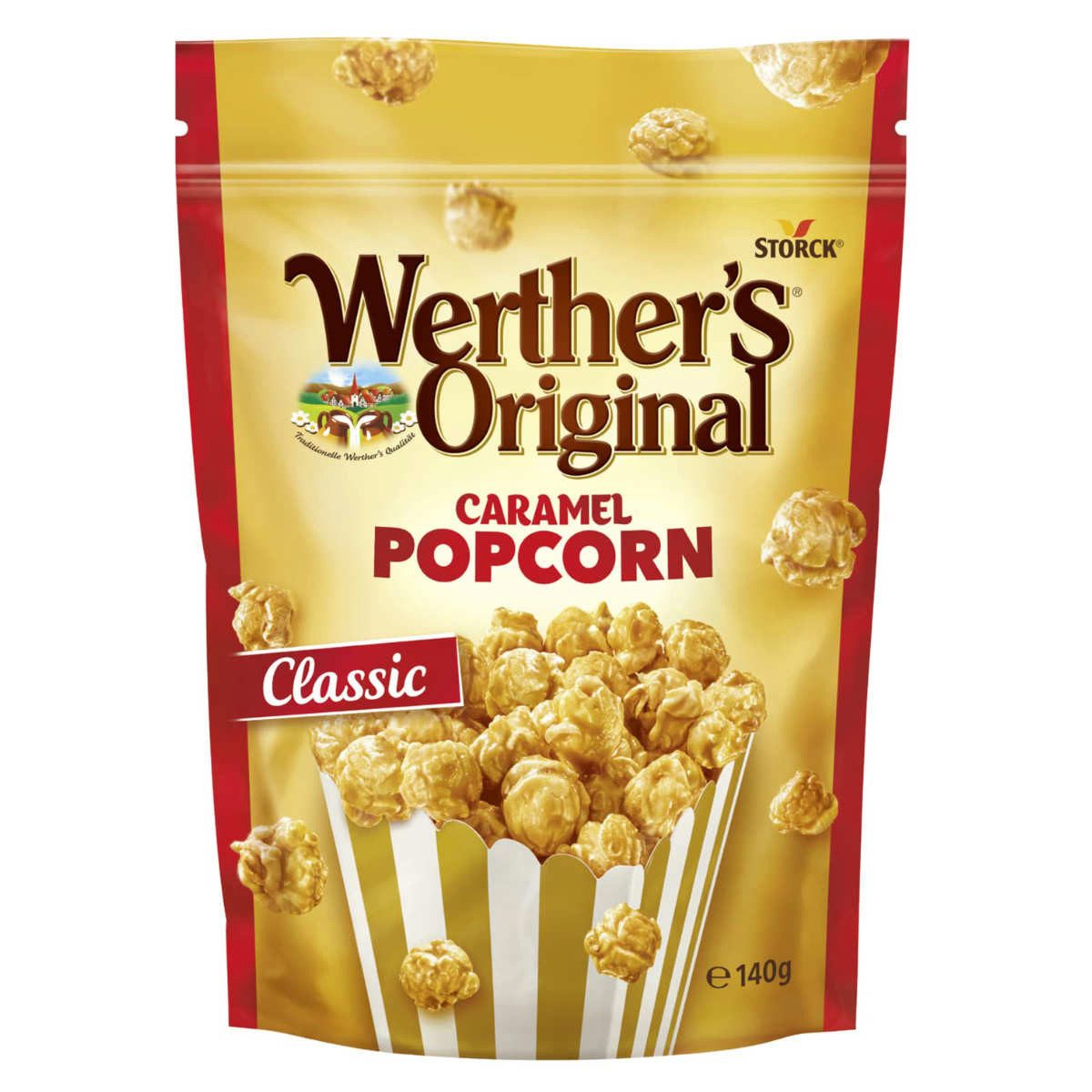 Werther's Knabberei, Werthers Original Caramel Popcorn Classic knackig süßer Snack 140g