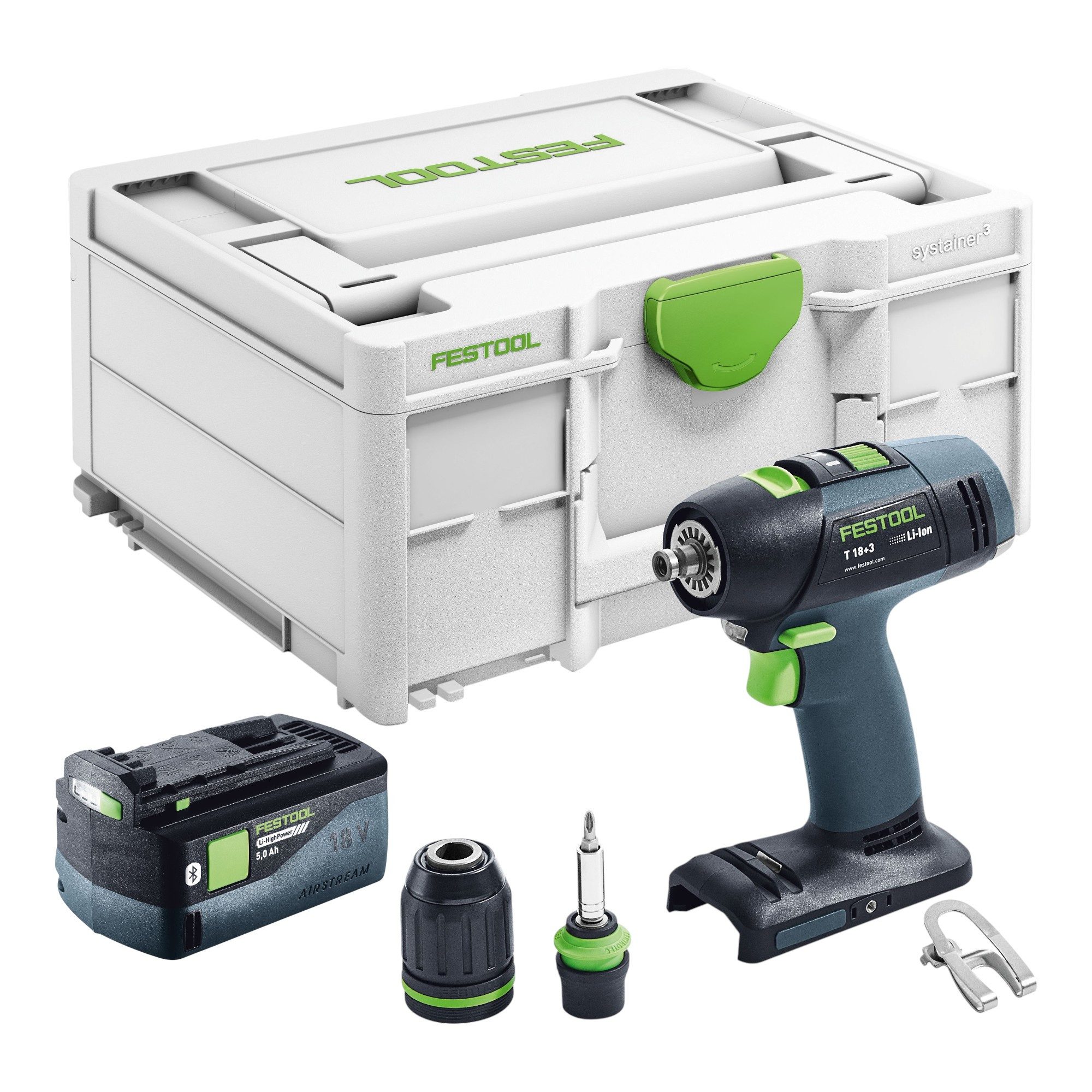 FESTOOL Akku-Schrauber T 18+3-Basic Akku Bohrschrauber 18 V 50 Nm Brushless + 1x Akku 5,0 Ah