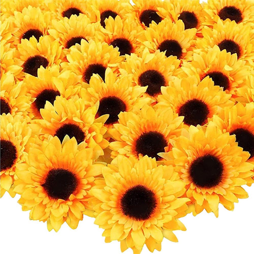 Künstliche Zimmerpflanze Künstliche Sonnenblumen Köpfe, 30 Stück Blumenköpfe, GelldG