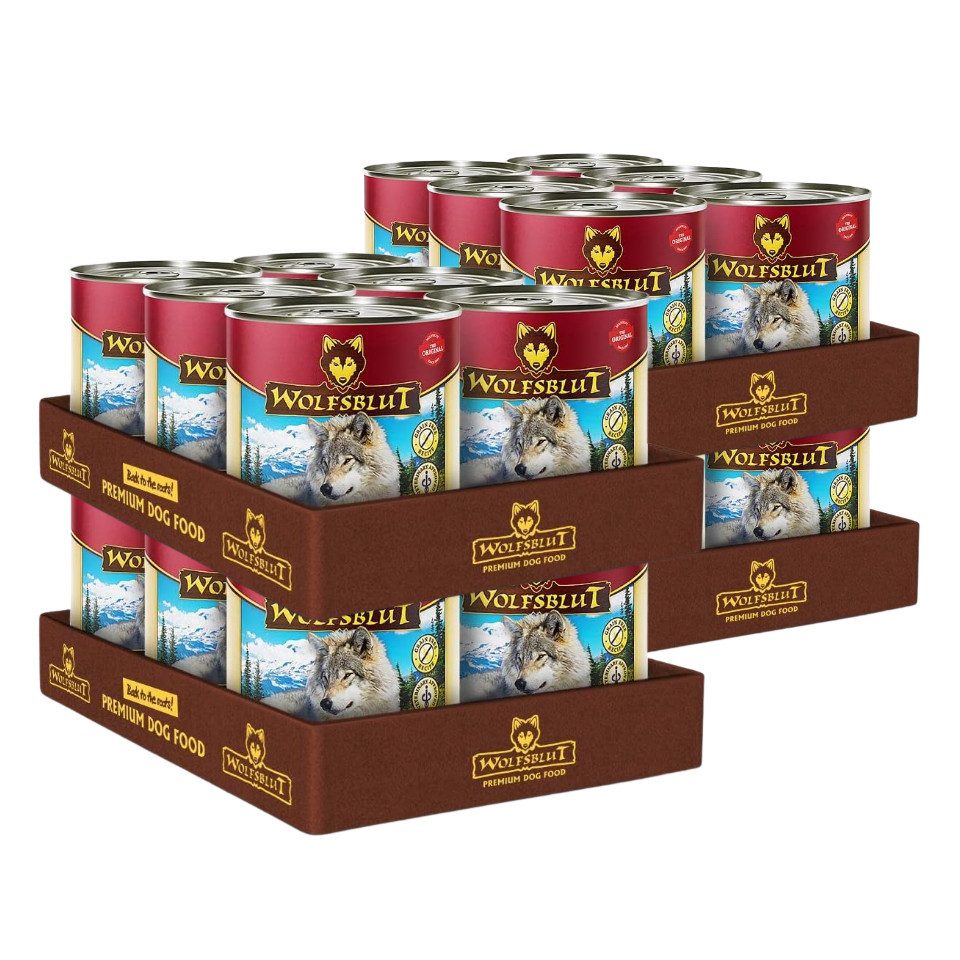 Wolfsblut Blue Mountain Adult - getreidefreies Nassfutter mit Wild 24x800g, Nassfutter für: Hunde