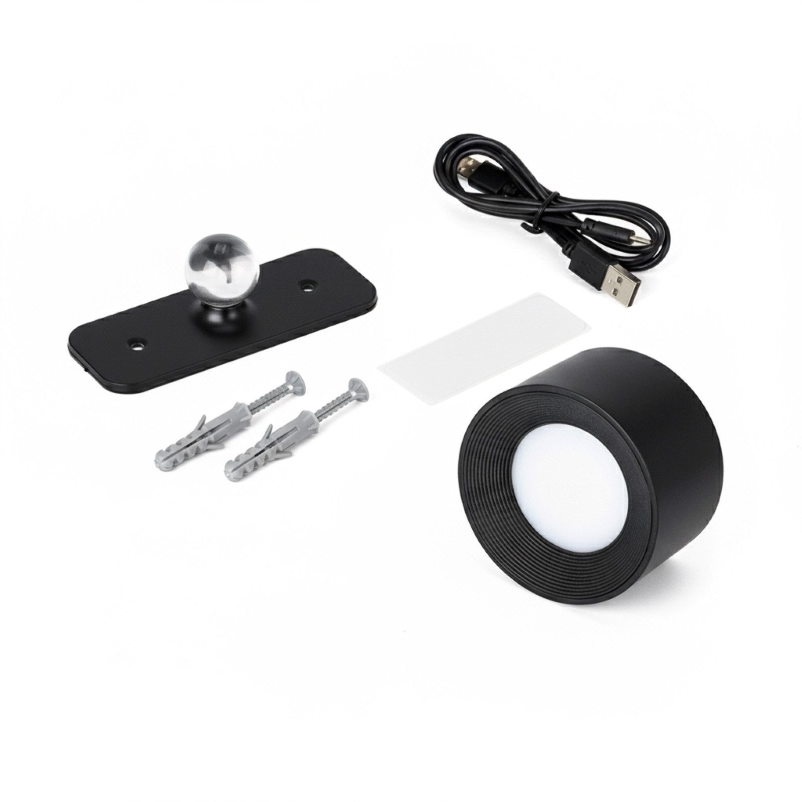 HAC24 Wandleuchte LED Akku Wandlampe Schwarz Warmweiß 3 Leuchtstufen, LED fest integriert, Wiederaufladbar, mit Magnet, 360°