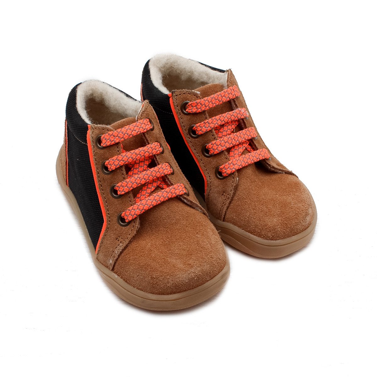 POLOLO Kinderschuhe Mario, Barfußschuh mit reflektierenden Elementen und Bio-Wolle