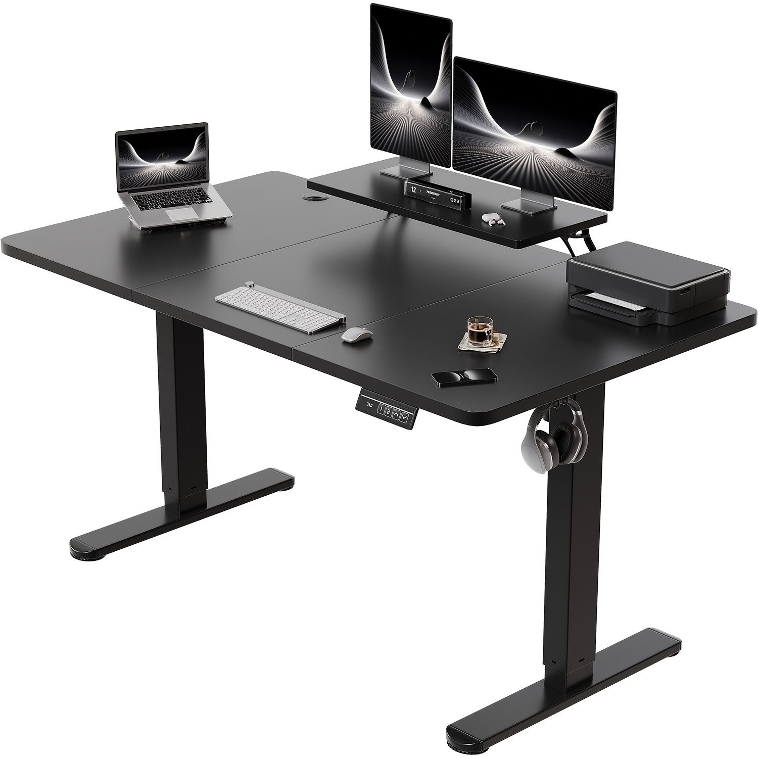 HOMALL Schreibtisch Höhenverstellbarer Schreibtisch mit Monitorständer 120/140/160cm