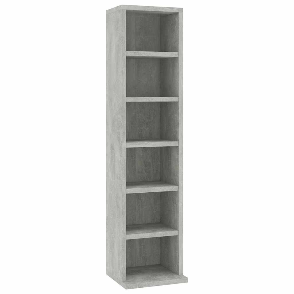 furnicato CD-Regal CD-Schrank Betongrau 21x20x88 cm aus robustem Holzwerkstoff, 1-tlg.
