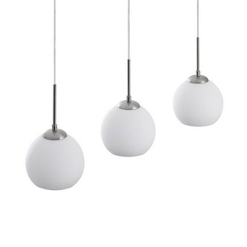 ELC European Lighting Circle Pendelleuchte Marlaris, dimmbar, Leuchtmittel nicht inklusive, Modern, Glas, Eisen, opalweiß, nickel matt, 3 flammig, E27, Glas