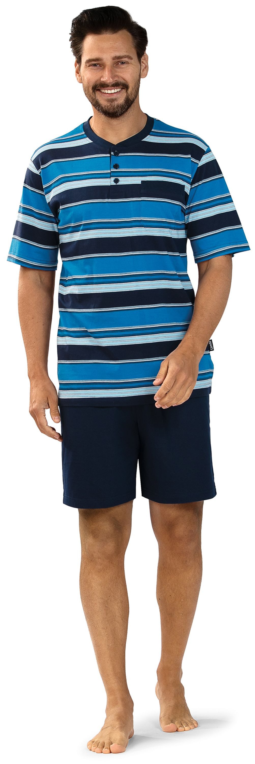 Comte Shorty Lunar Lounge (Set, 2 tlg., 2-teilig) Herren Pyjama kurz Shorty Kurzarm Baumwolle geknöpft große Größen