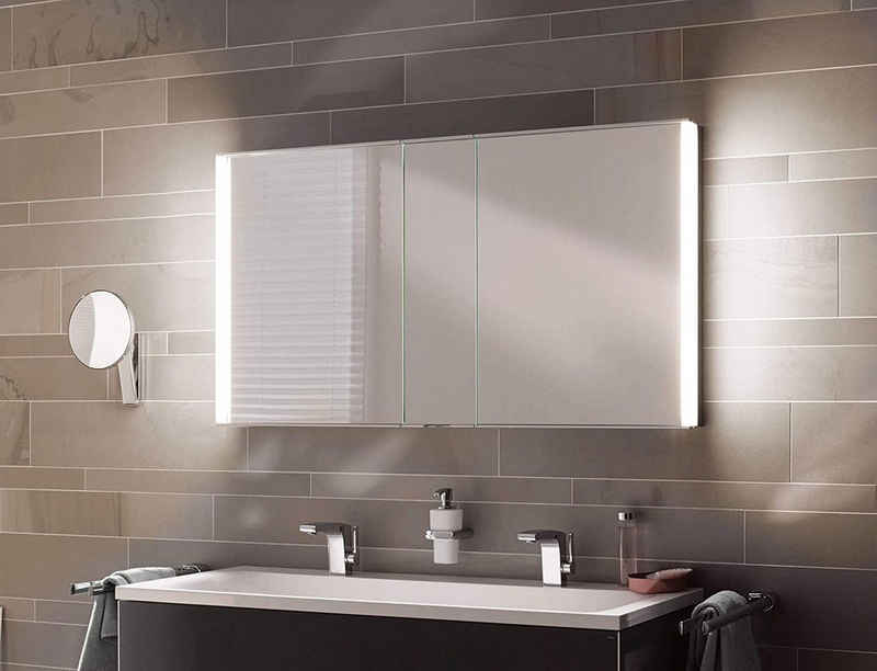 Keuco Spiegelschrank Royal Match (Badezimmerspiegelschrank mit Beleuchtung LED), mit Steckdose, dimmbar, Unterputz-Einbau, 2-türig, 120 cm breit