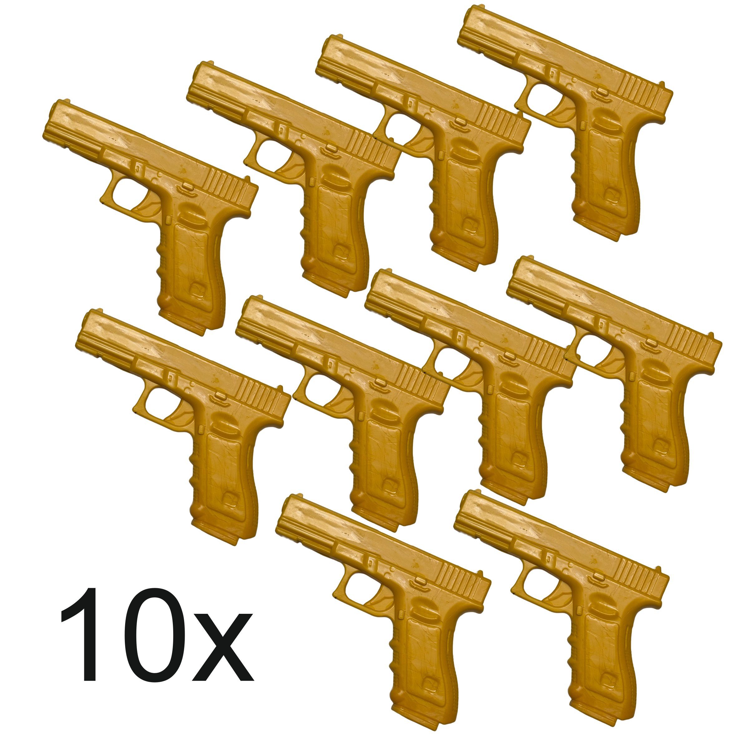 BAY-Sports Blaster 10xSet Gummipistole Trainingspistole Übungspistole Selbstverteidigung (gelb, 10 Stück), NeoGun Hartgummi Pistole für Übungen Trainingspistole robuste