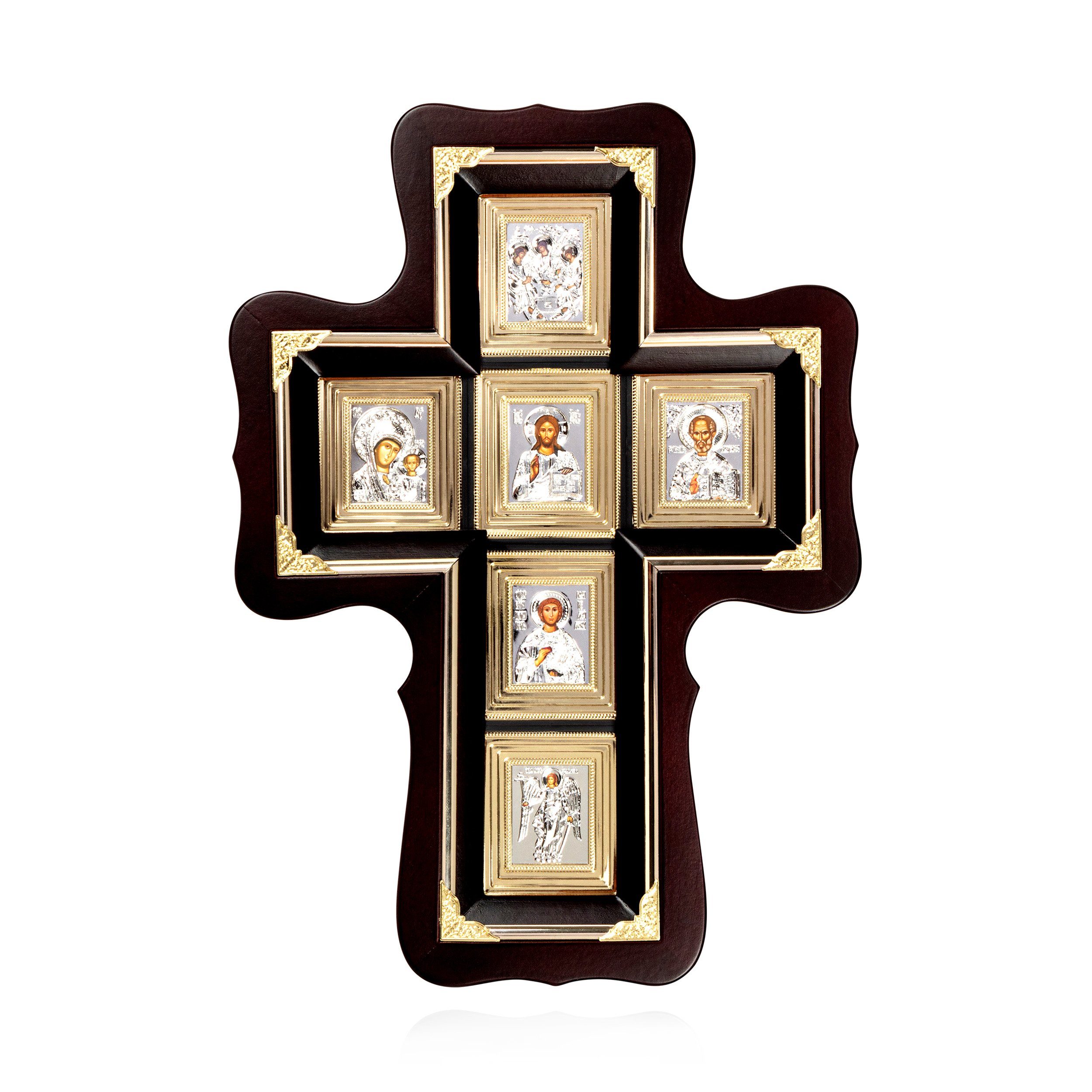 NKlaus Bild Christliche Ikonen naturholz Wand-Kreuz mit Glass 38x27cm Hausaltar me, Religion