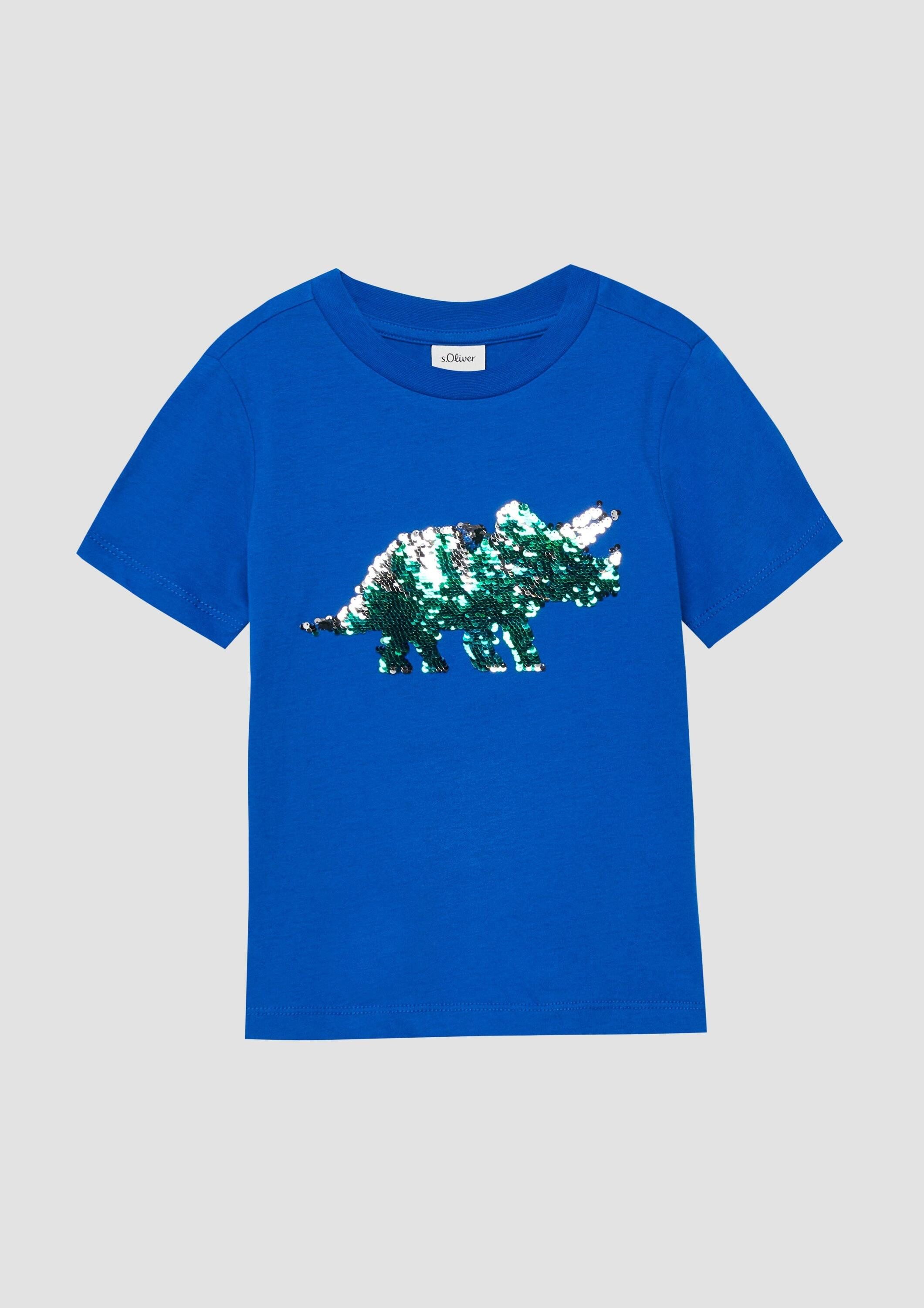 s.Oliver Kurzarmshirt T-Shirt T-Shirt mit Wendepailletten-Dino
