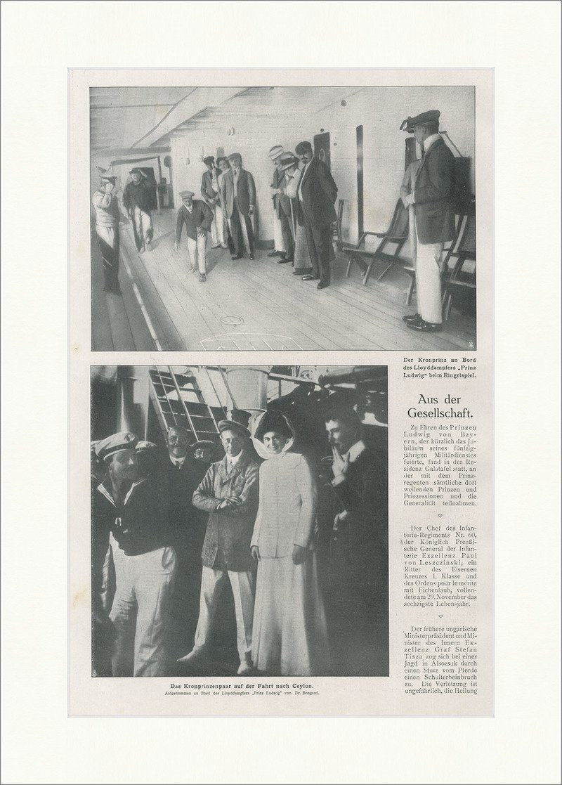 Kunstdruck Lloyd Dampfer Prinz Ludwig Kronprinzenpaar Fahrt Ceylon Spiel Faksimil, (1 St)