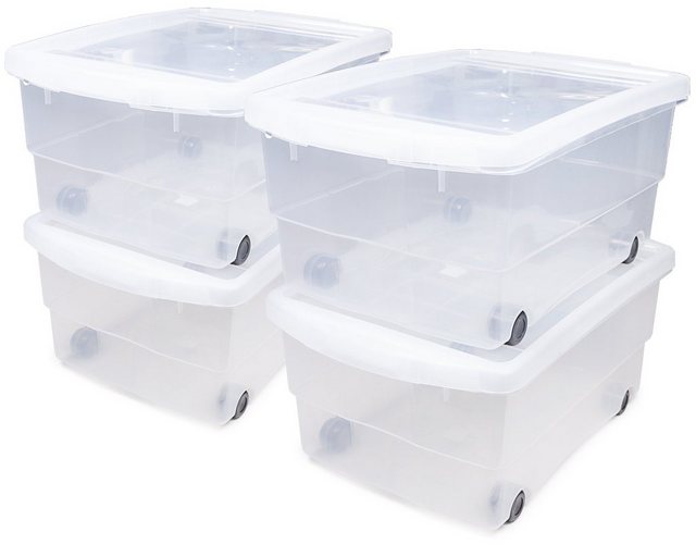 ONDIS24 Aufbewahrungsbox “Kunststoffbox, Rollbox, Spielzeugkiste, Aufbewahrungsbox”, mit Deckel und Rollen, stapelbar