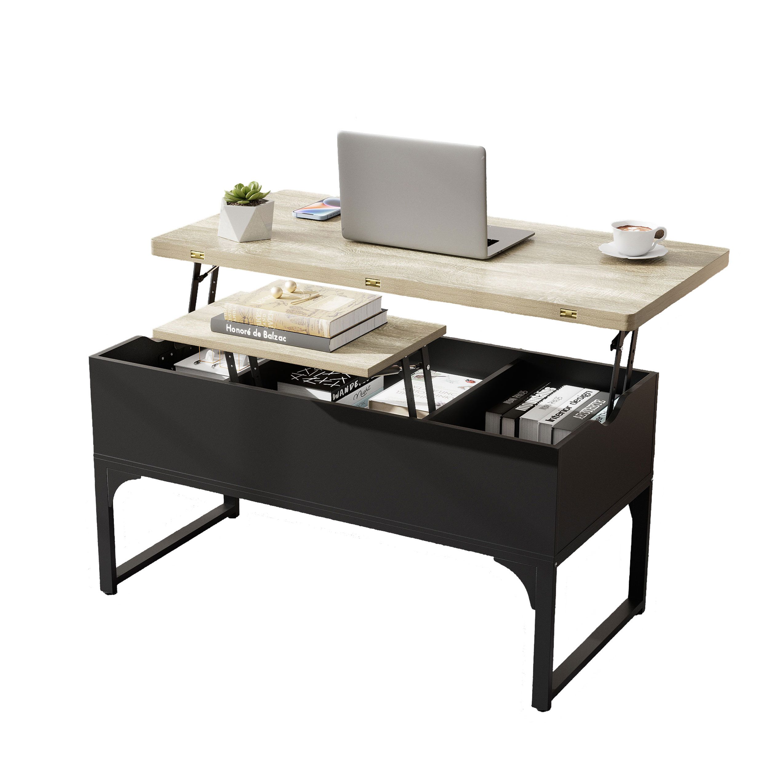 TWSOUL Couchtisch Couchtisch, höhenverstellbar, Mit Stauraum, 100 cm * 50 c günstig online kaufen