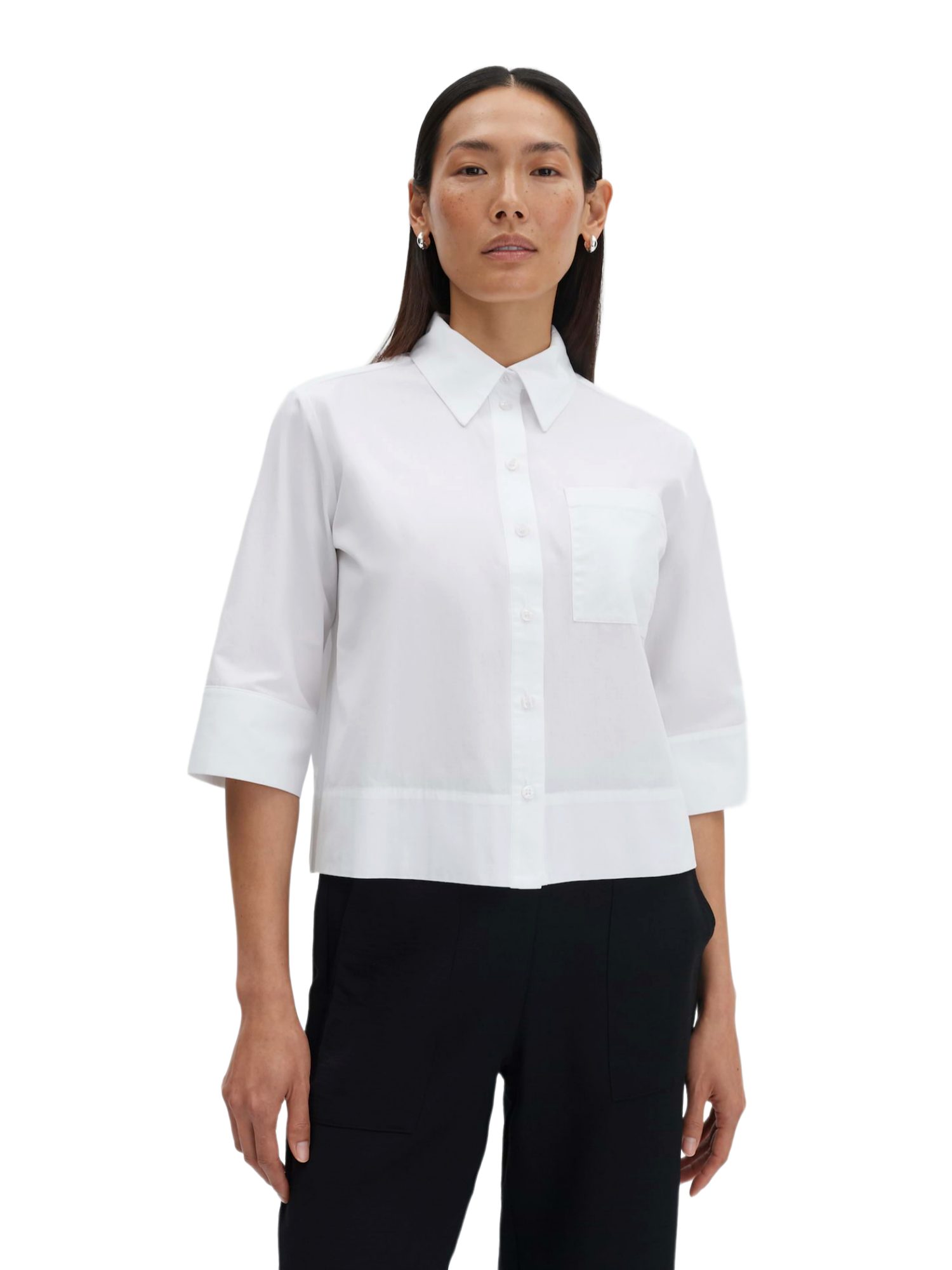 someday Blusenshirt weiß,Casual,Baumwolle,Unifarben,Hemdblusenkragen,1/2 Arm,Boxy Fit