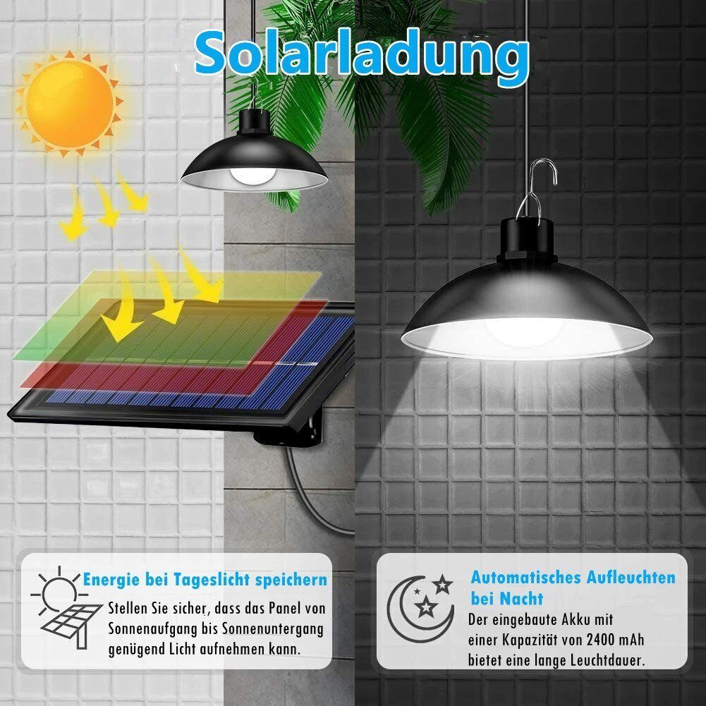 Solar fest Solarleuchte, Gartenleuchte LED Pendellampe, LED Hängeleuchten Hangeleuchte, Pendelleuchten integriert, LED Solarleuchte 2 LED LETGOSPT Solar Köpfe Fernbedienung, mit Tageslichtweiß,
