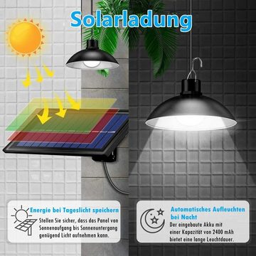 LETGOSPT LED Solarleuchte Solar Pendelleuchten 2 Köpfe LED Solar Hängeleuchten mit Fernbedienung, LED fest integriert, Tageslichtweiß, Hangeleuchte, Pendellampe, LED Solarleuchte, Gartenleuchte