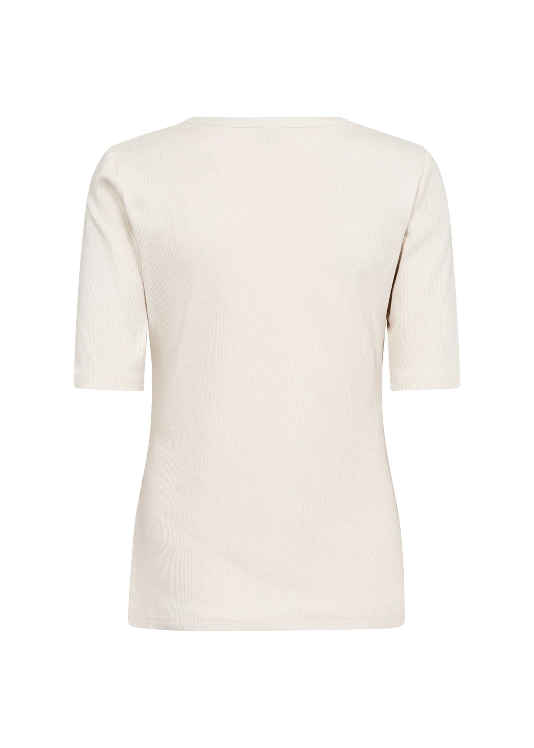soyaconcept Rundhalsshirt, Das T-Shirt hat 3/4-Ärmel, einen  Rundhalsausschnitt und eine enge Passform