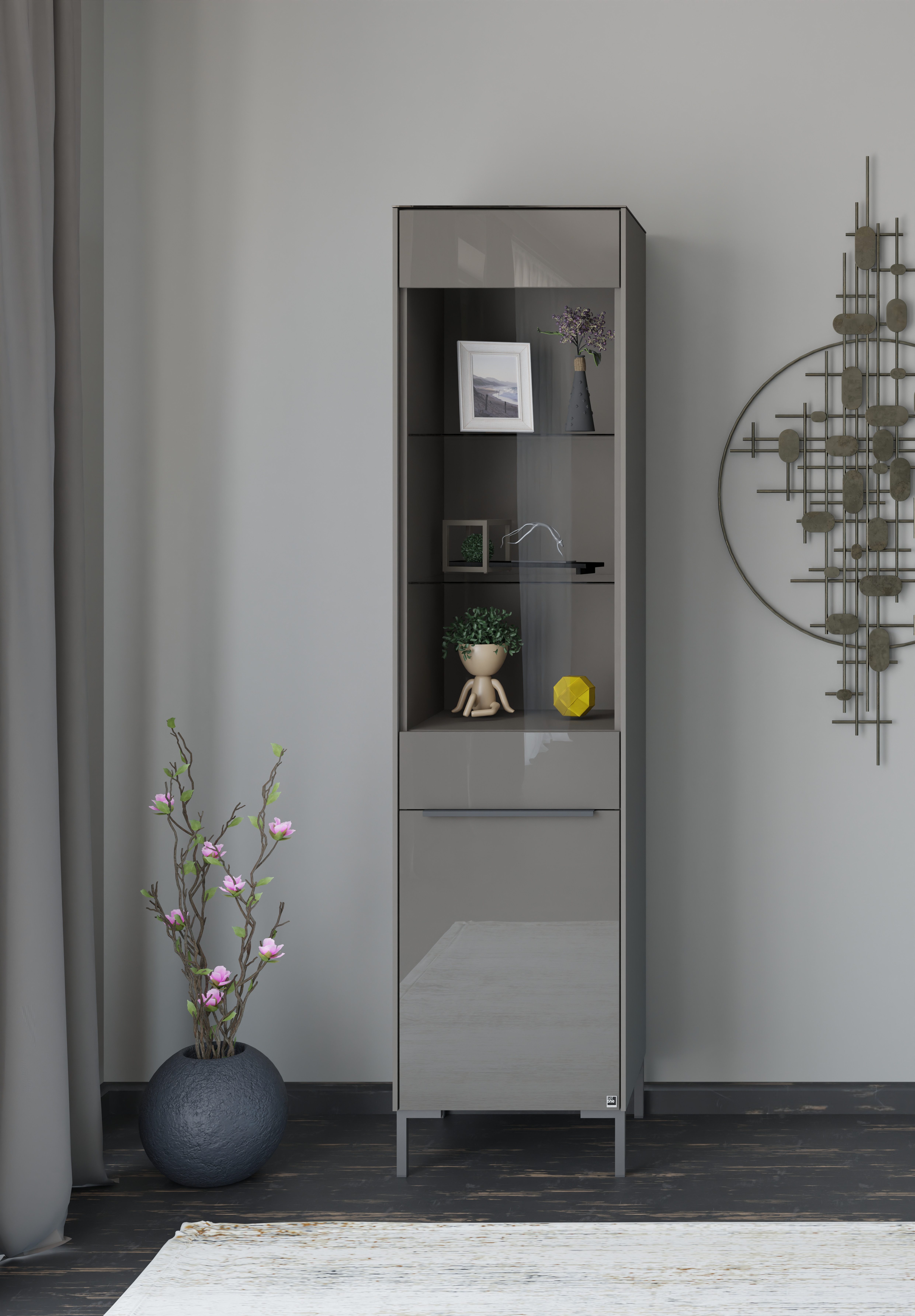 set one by Musterring Standvitrine Reno (1-St) Mit Winkelfuß in diversen Farben, 199 cm Höhe & Farbauswahl