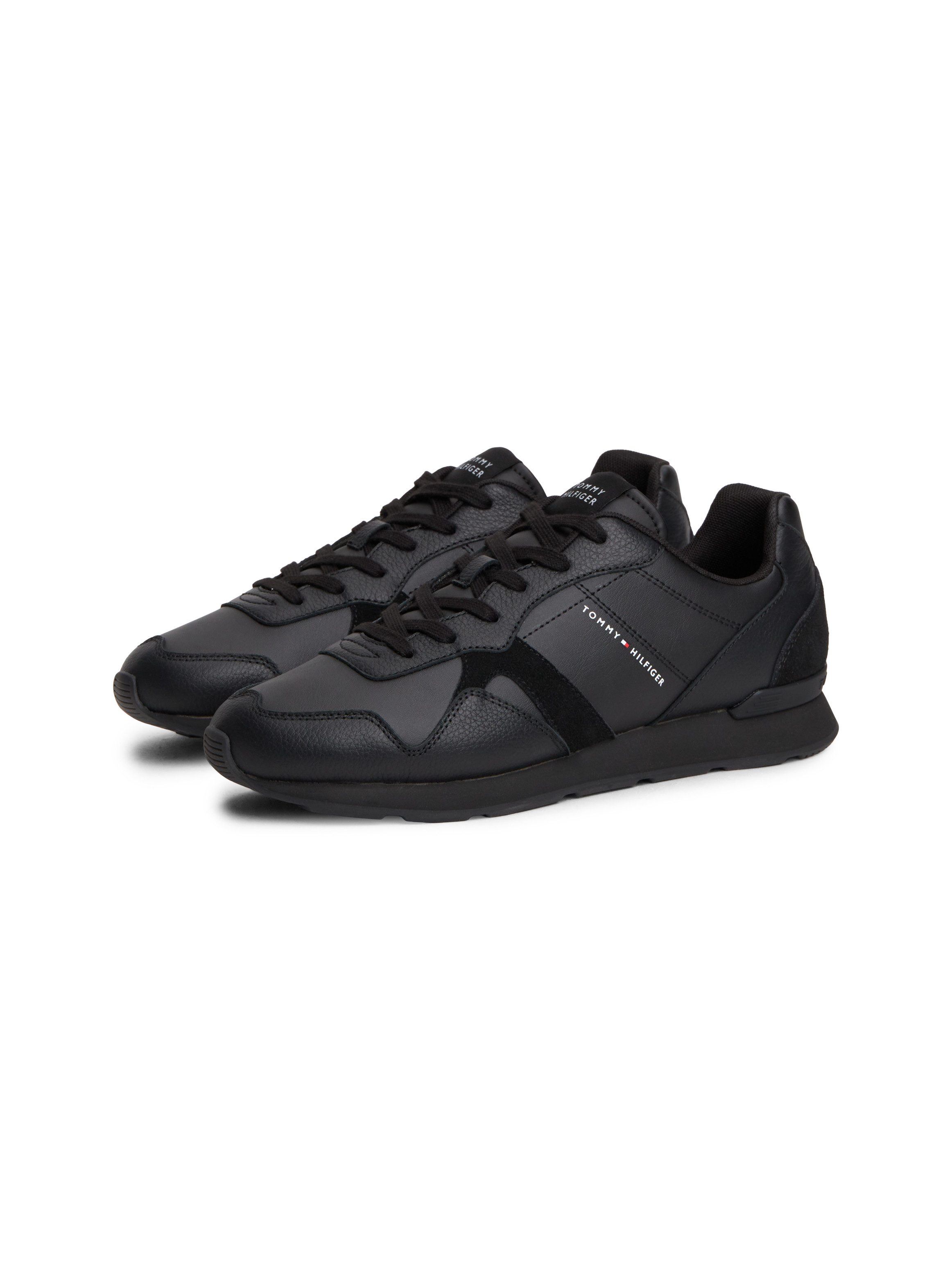 Tommy Hilfiger T HILFIGER CORE LTH RUNNER Sneaker Freizeitschuh, Halbschuh, Schnürer mit Kontrastbesatz an der Ferse
