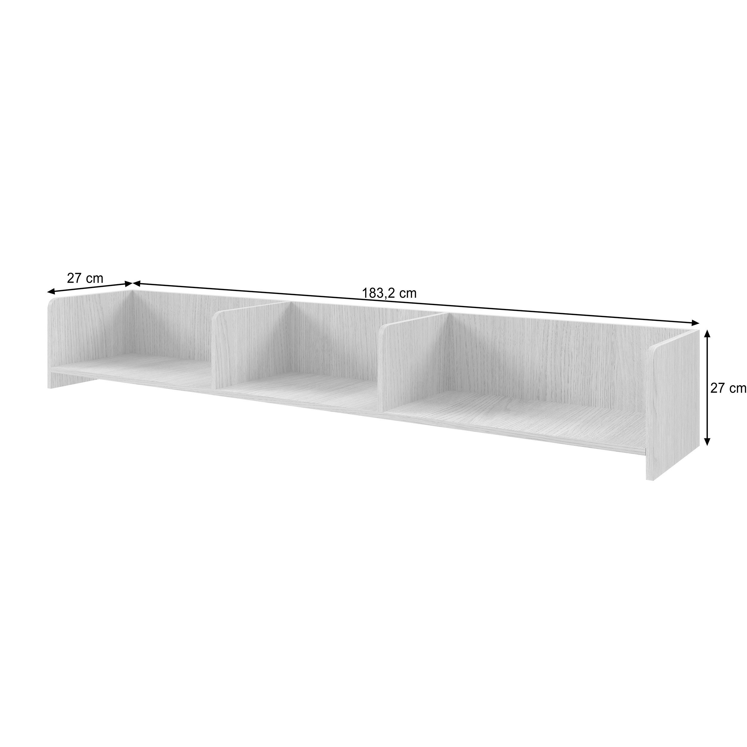 Beautysofa Wandregal POSITIVO Skandinavisches Design, moderne Wandablage mit 3 offenen Fächern, Breite: 183,2 cm