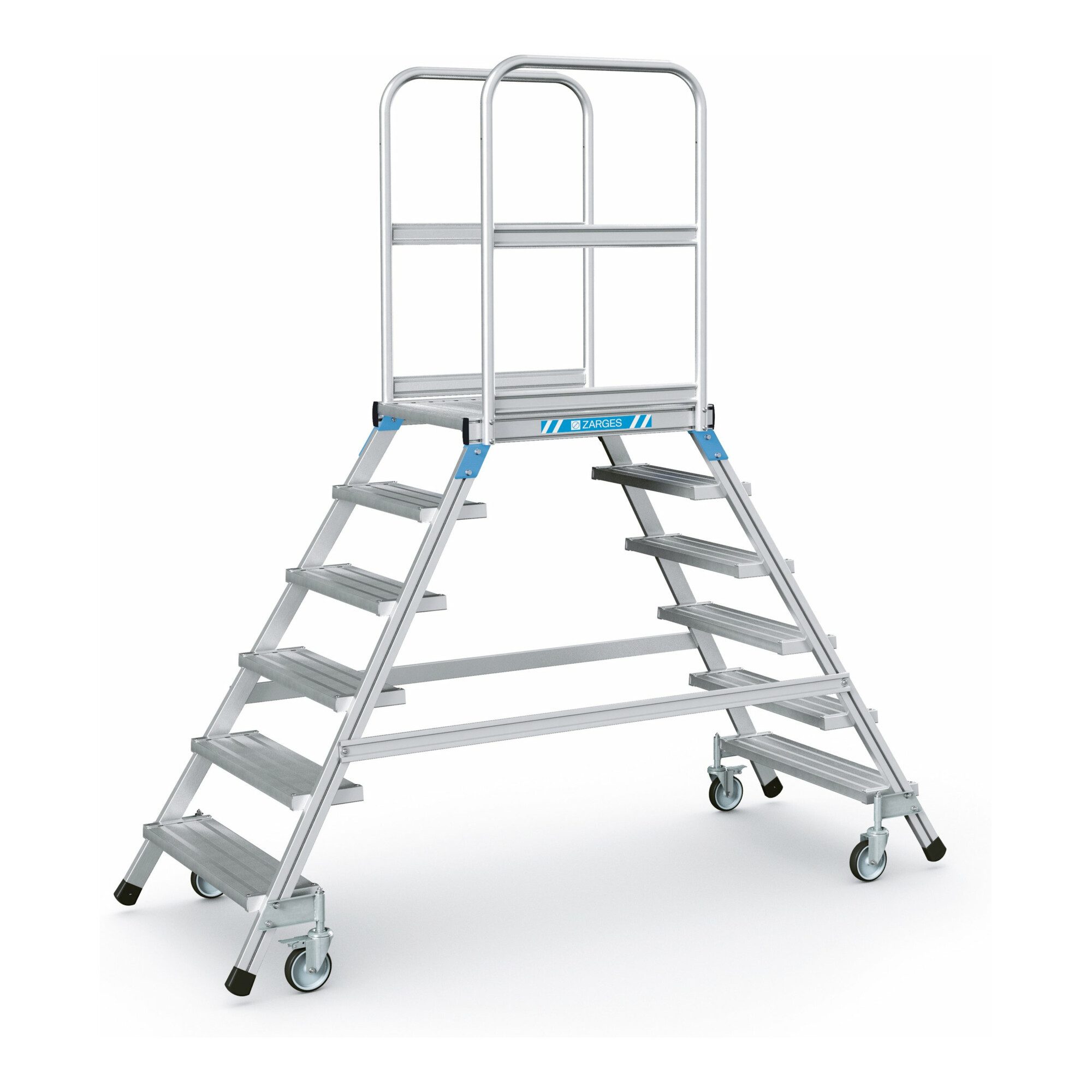 Zarges Treppenstufe ZARGES Podesttreppe beidseitig 6 Stufen