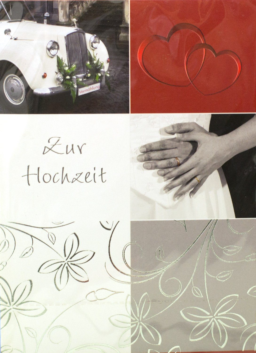 bsb-obpacher Grußkarten, Hochzeitskarte Herzen / Oldtimer, mit Umschlag