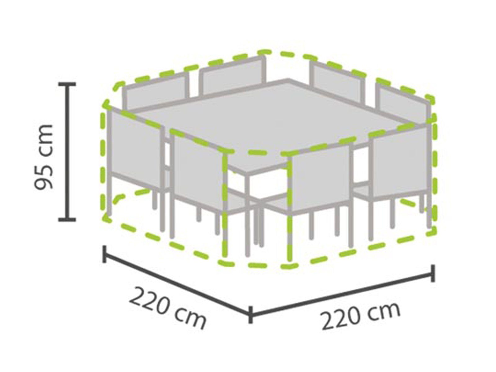 PEREL Gartenmöbel-Schutzhülle (1-St), Abdeckung Lounge-Möbel Wasserfeste Abdeckhaube Acht-Eckig 220x220x95cm