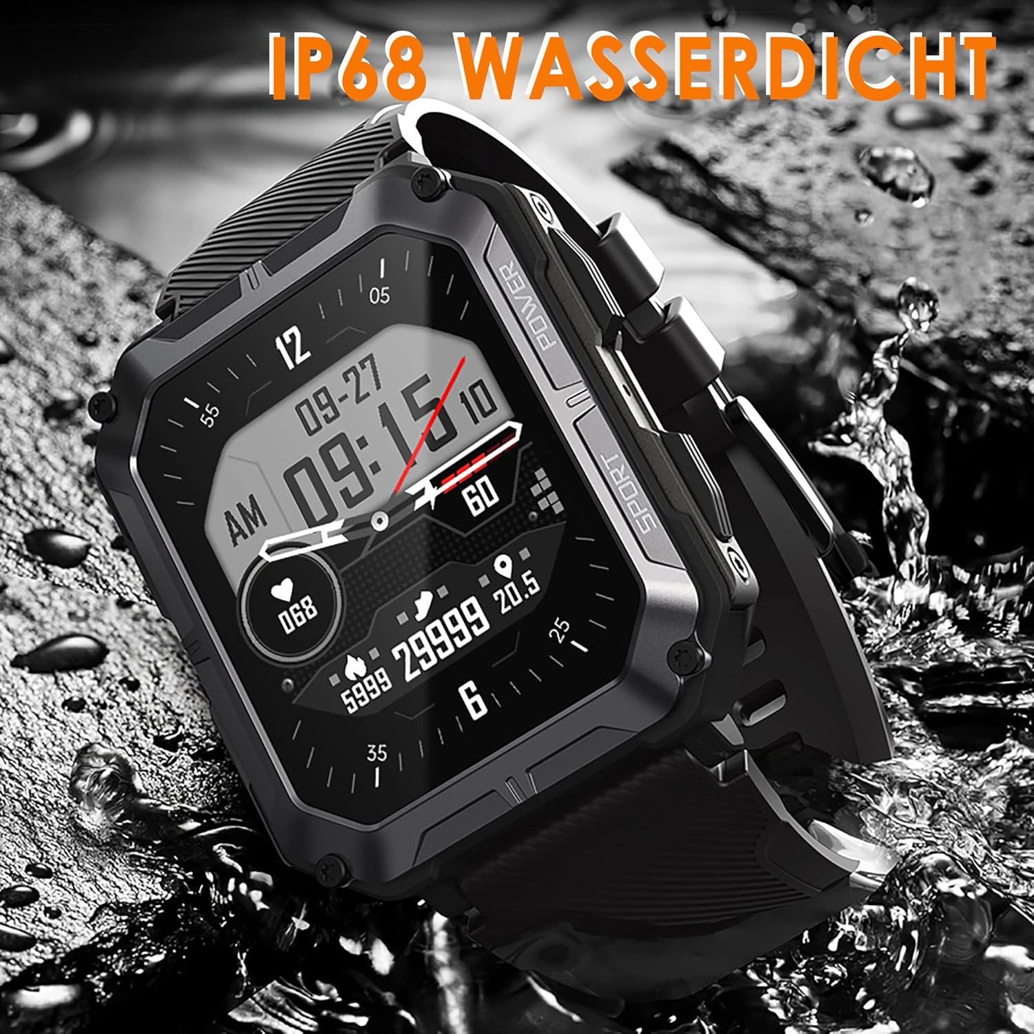 findtime Smartwatch (4,5 cm, android ios), Herren Outdoor Smartwatch mit 1.83" HD Display, Telefonfunktion