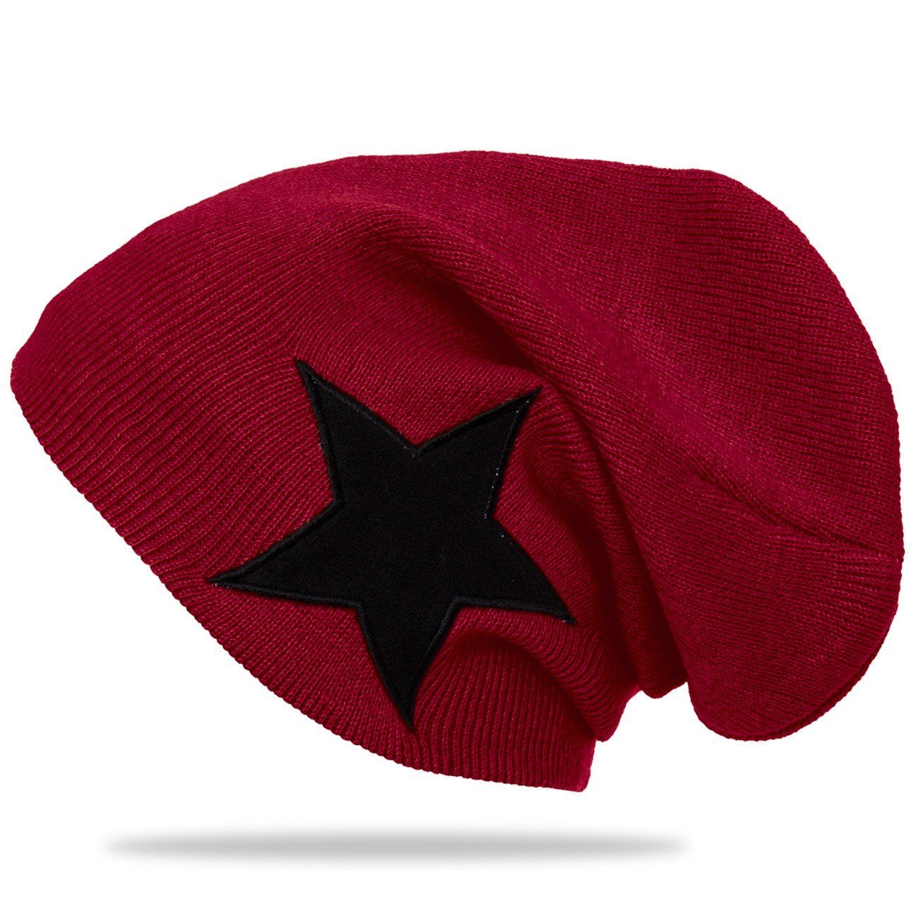 Beanie MU094 klassische Fein Strick Unisex Mütze mit STERN