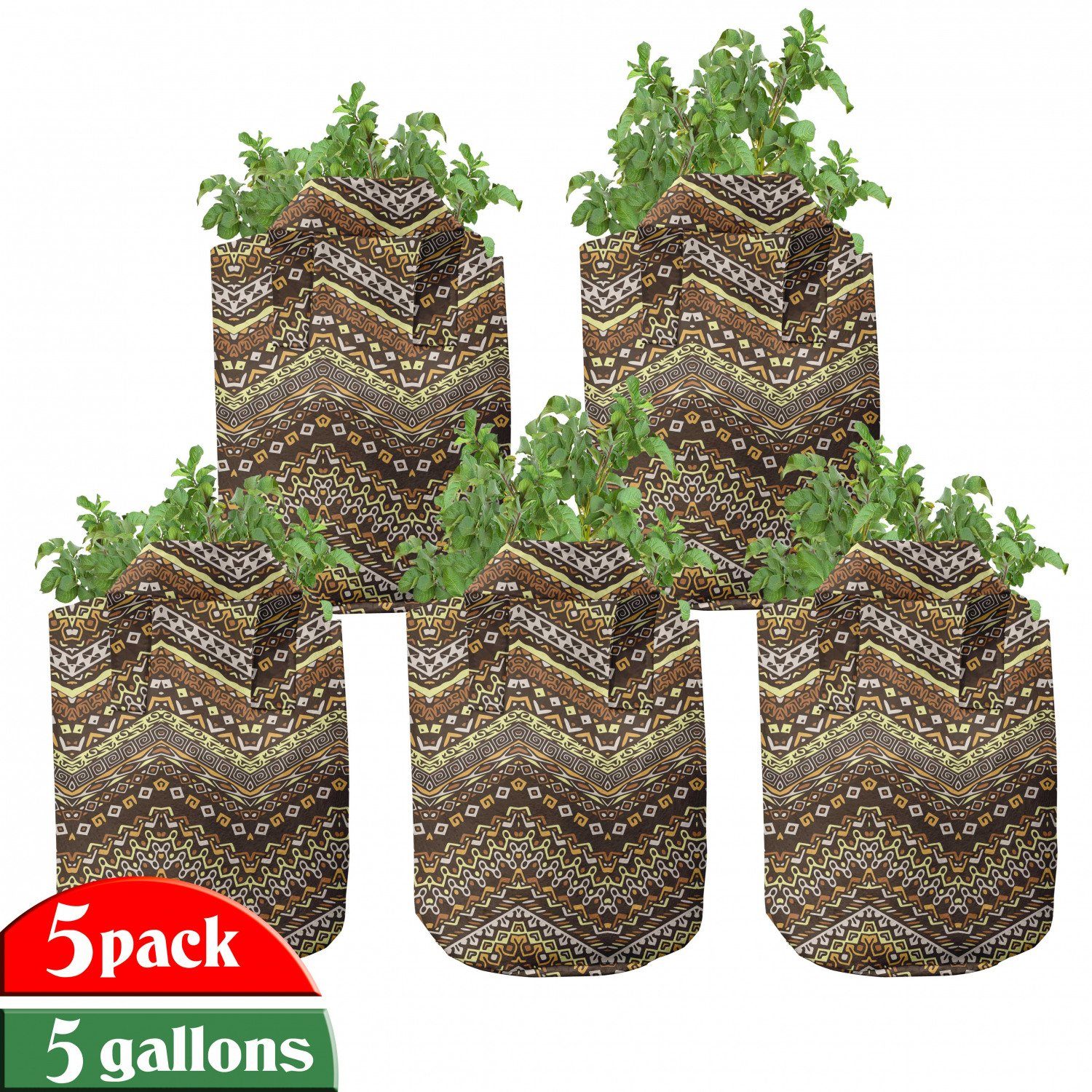 Abakuhaus Pflanzkübel hochleistungsfähig Stofftöpfe mit Griffen für Pflanzen, Sambia Stil Tribal | Pflanzkübel