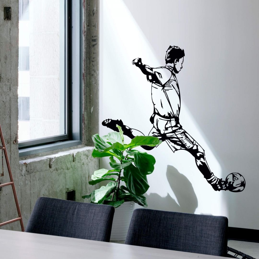 K&L Wall Art Wandtattoo Fußball Kicker Kinder Klebebilder Wohnzimmer modern sportliche Deko, Wandbild selbstklebend, entfernbar