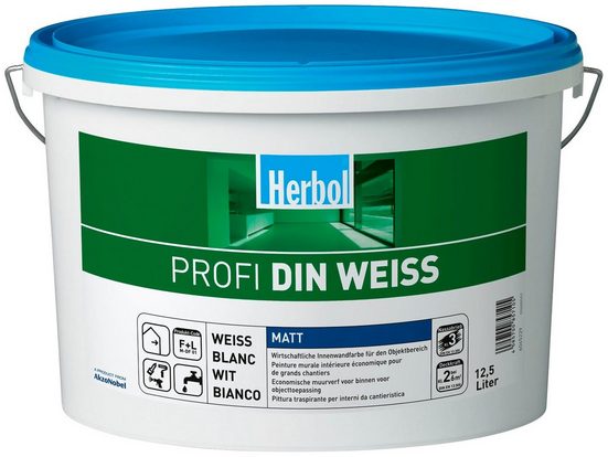 Herbol Wand- und Deckenfarbe »Profi DIN altweiß«, 12,5 Liter, weiß