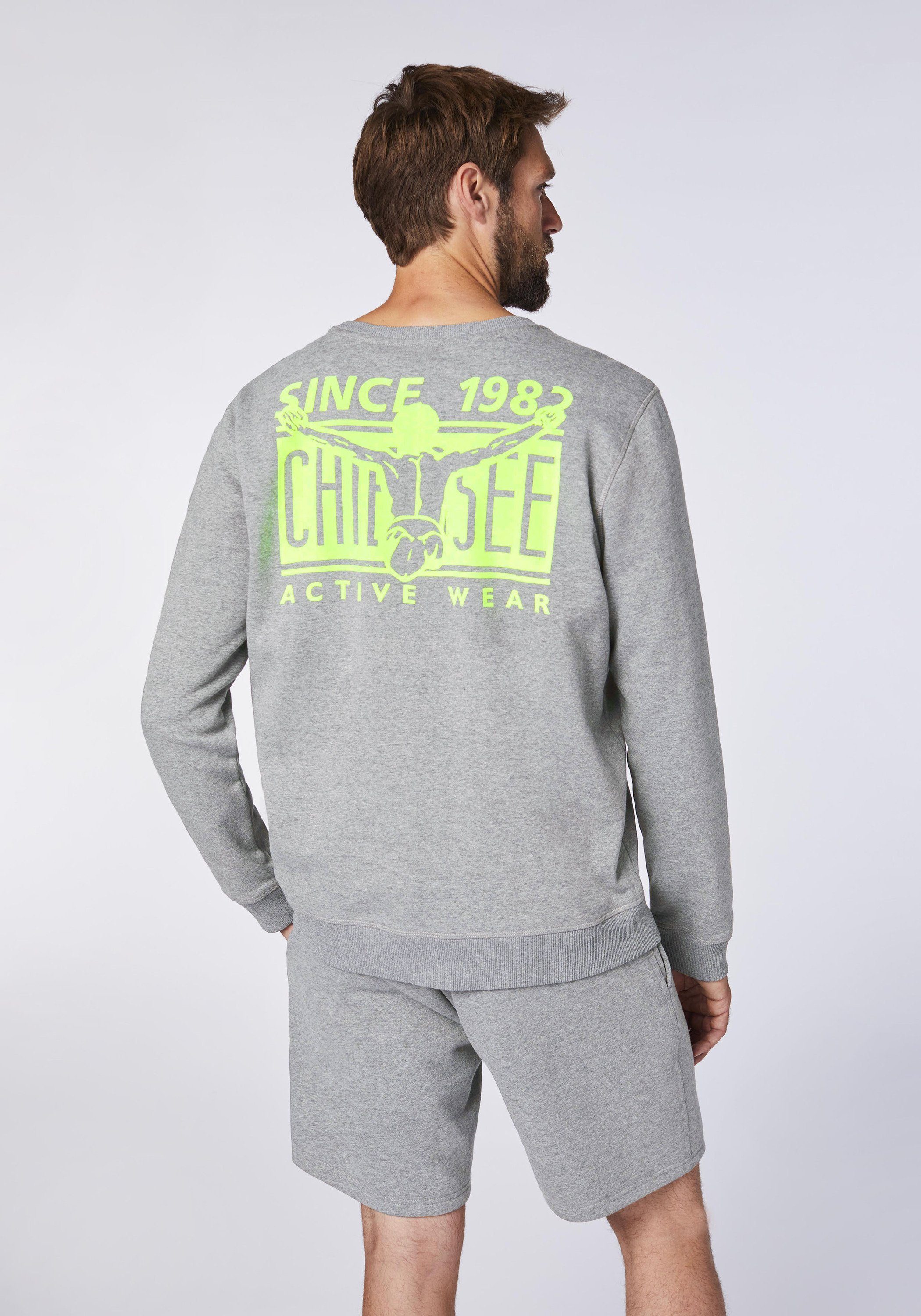 Chiemsee Sweatshirt Sweatshirt aus 1 mittel grau Logo-Print mit Baumwollmix