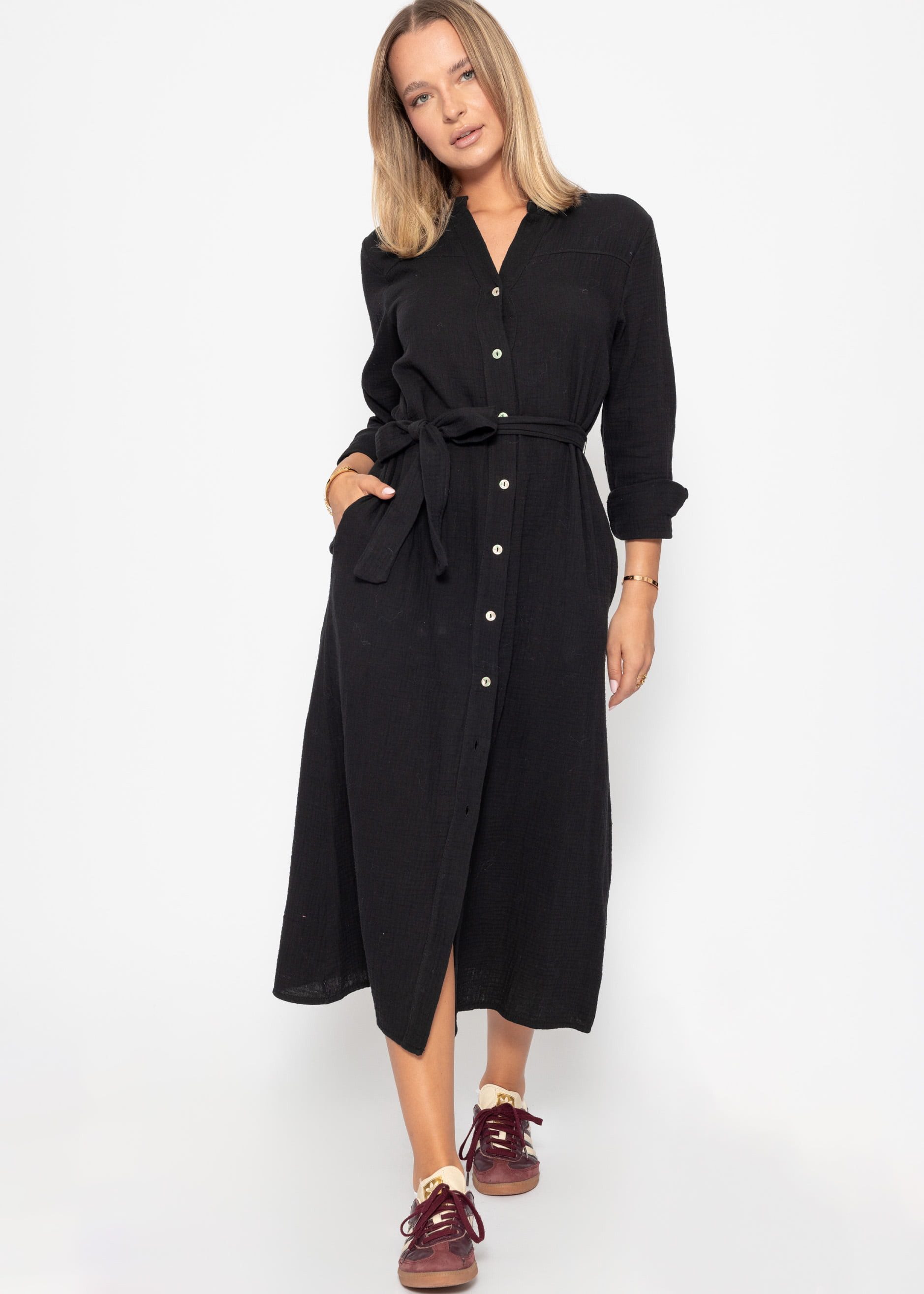 SASSYCLASSY Minikleid Maxi Musselin Blusenkleid Damen günstig online kaufen