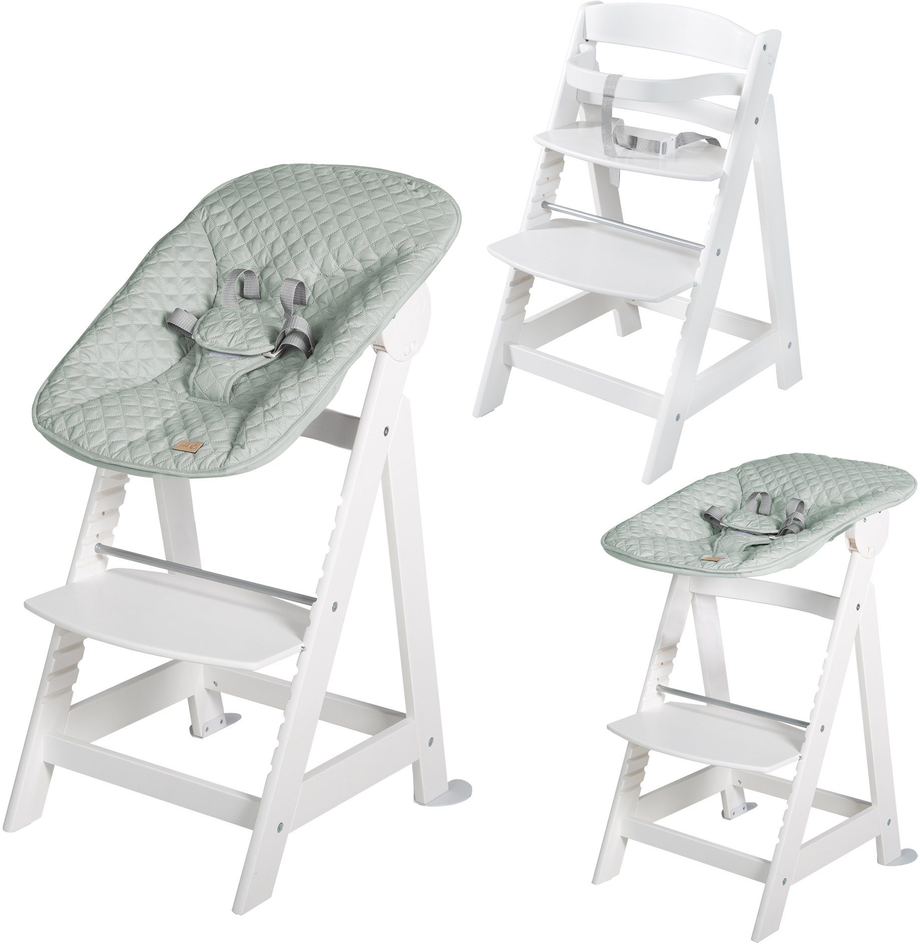 roba® Hochstuhl Treppenhochstuhl 2-in-1 Set Style, Born Up, mit Neugeborenen-Aufsatz