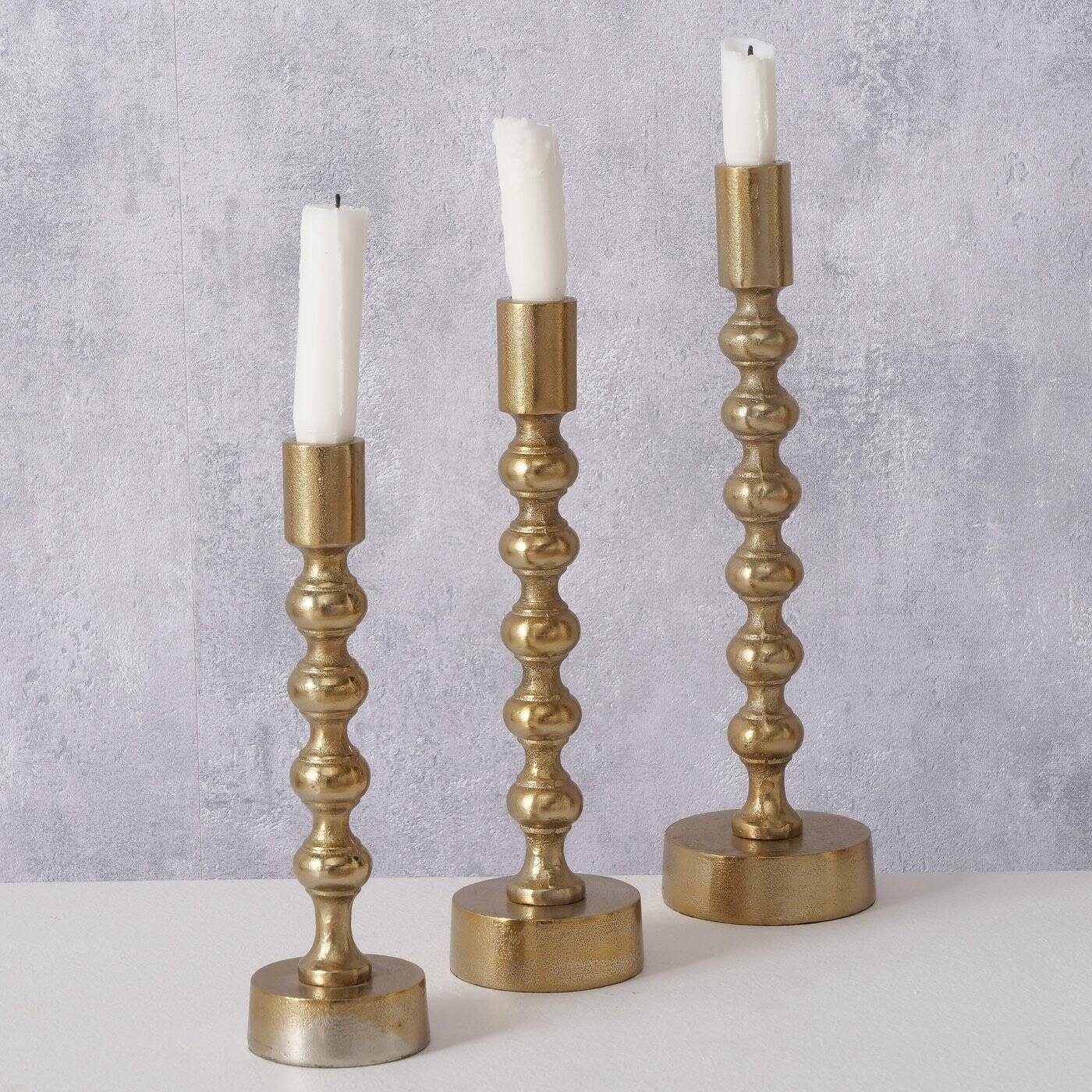 BOLTZE GRUPPE GmbH Kerzenlaterne Goldene hohe Kerzenhalter KLISKO, 3er-Set (Kerzenhalter)