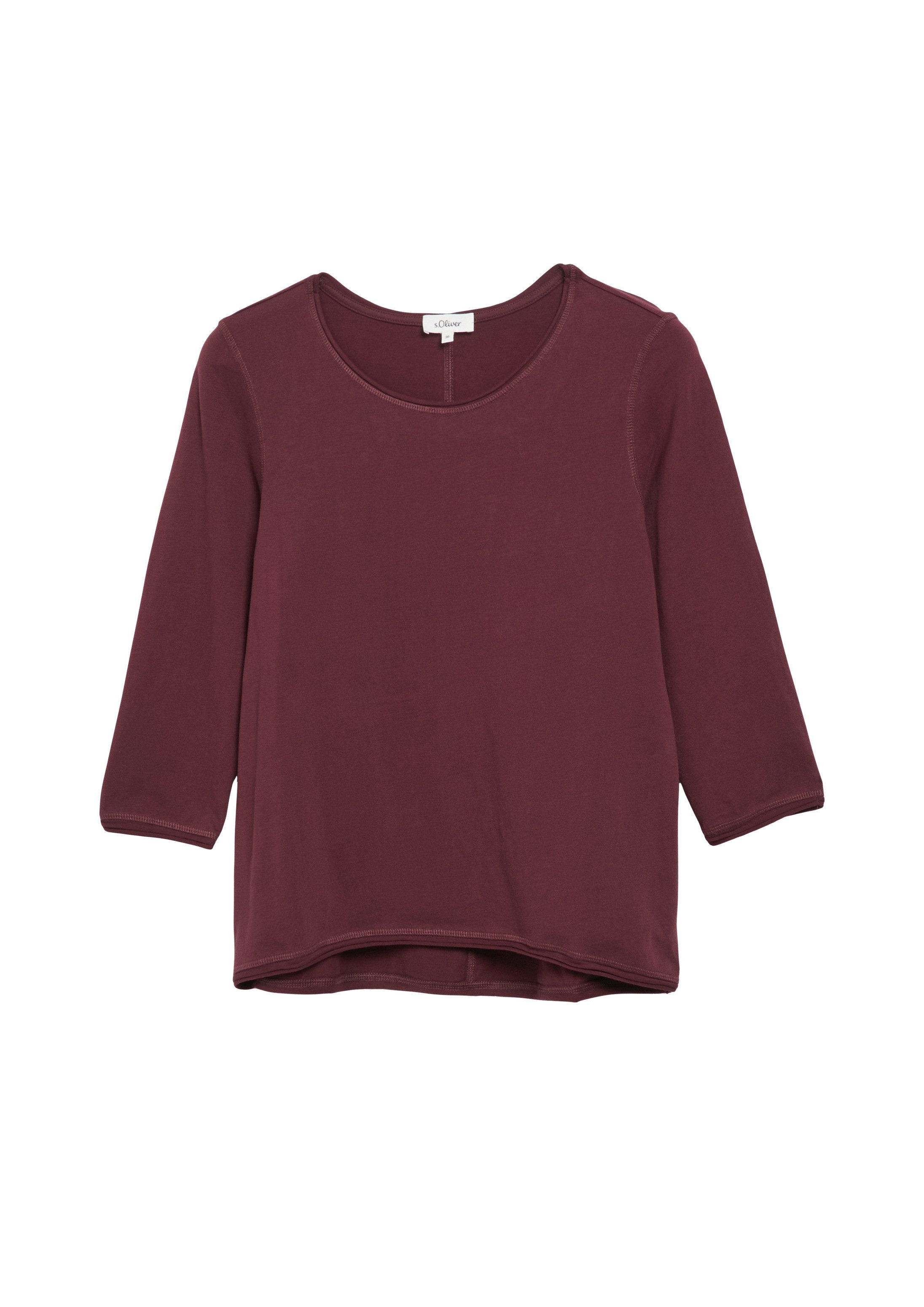 s.Oliver 3/4-Arm-Shirt T-Shirt T-Shirt mit Rollkante im Relaxed Fit