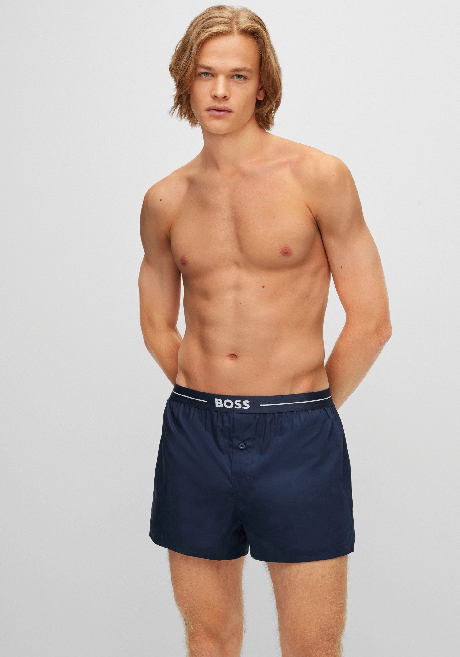 BOSS Webboxer NOS (2er-Pack) EW Weiß/Blau Boxer 2P