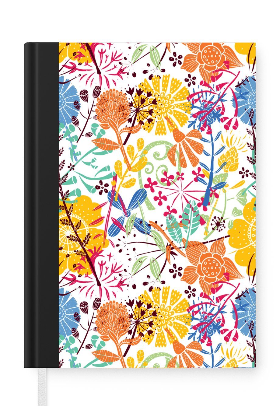 MuchoWow Notizbuch Blumen - Pflanzen - Regenbogen - Muster, Journal, Merkzettel, Tagebuch, Notizheft, A5, 98 Seiten, Haushaltsbuch | Notizbücher