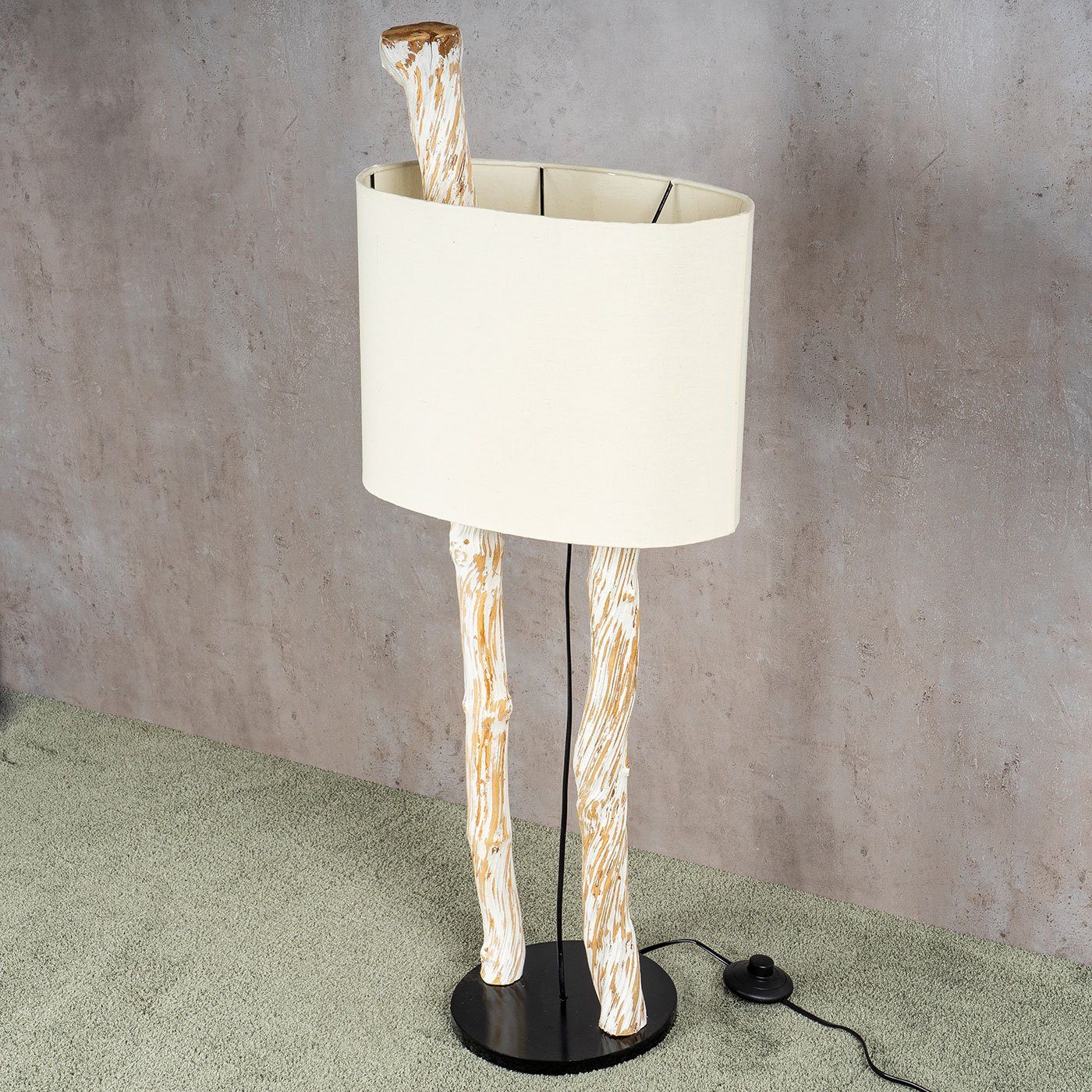 Teakholz Höhe Levandeo® 95cm Lampe Stehleuchte Stehlampe, Stehlampe Holz Weiß Treibholz