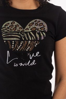 La Strada T-Shirt mit Leo-Print
