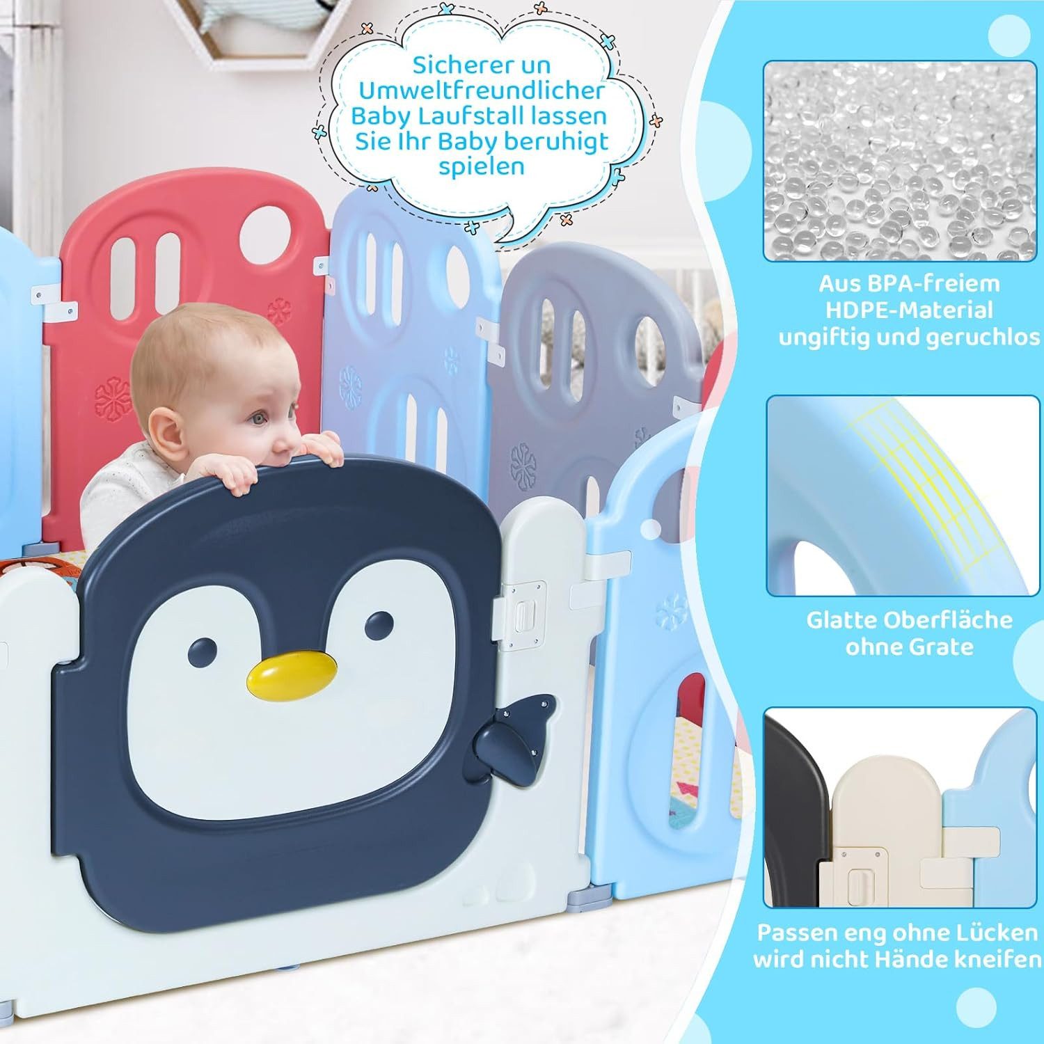 TLGREEN Laufgitter Baby Laufstall Faltbar, Abnehmbar günstig online kaufen